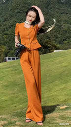 Amber Rust Breeze Peplum Co-ord Set