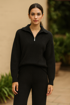 Zip Collar Knitwear Set