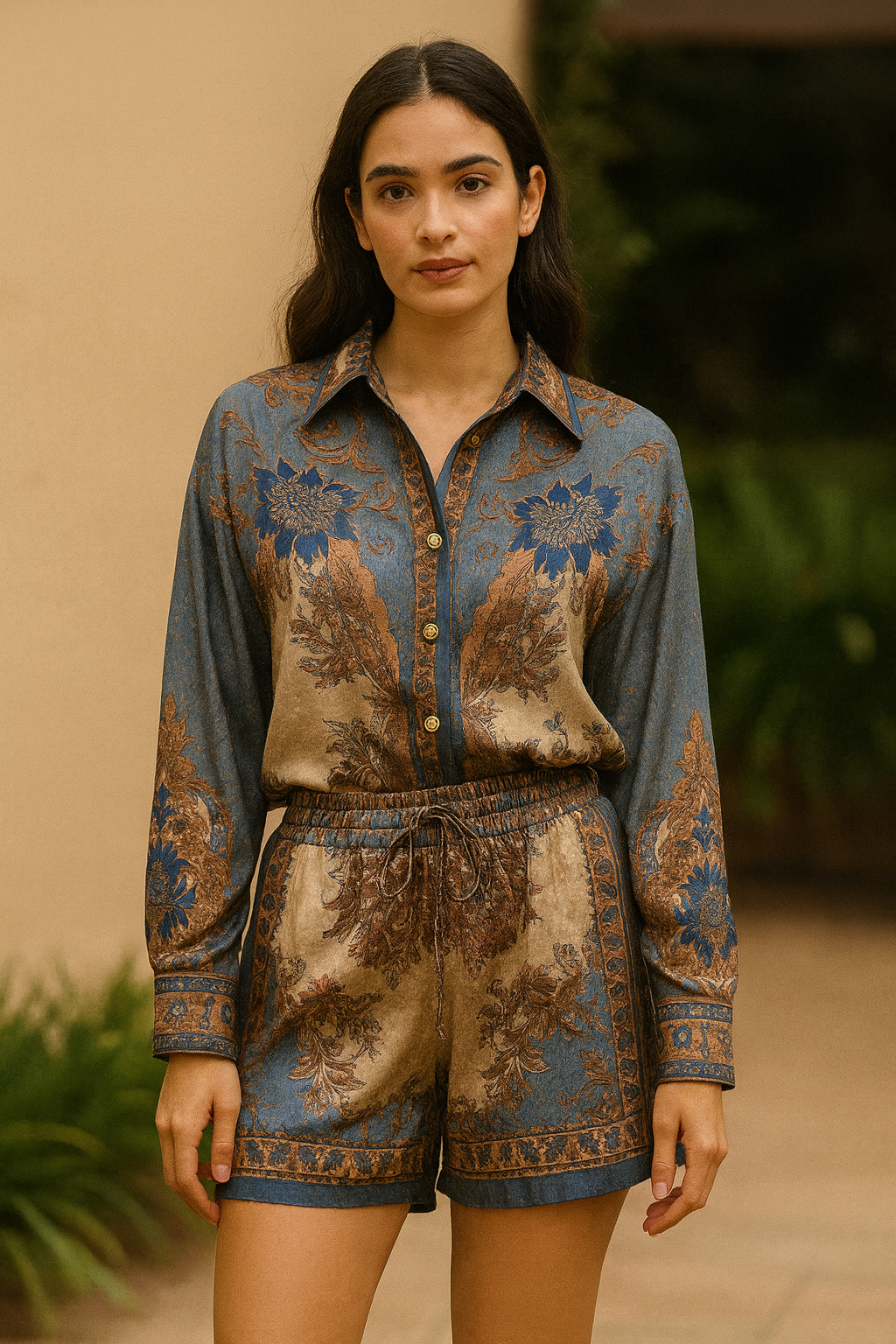 Dream shop neavy blue saten co ord set