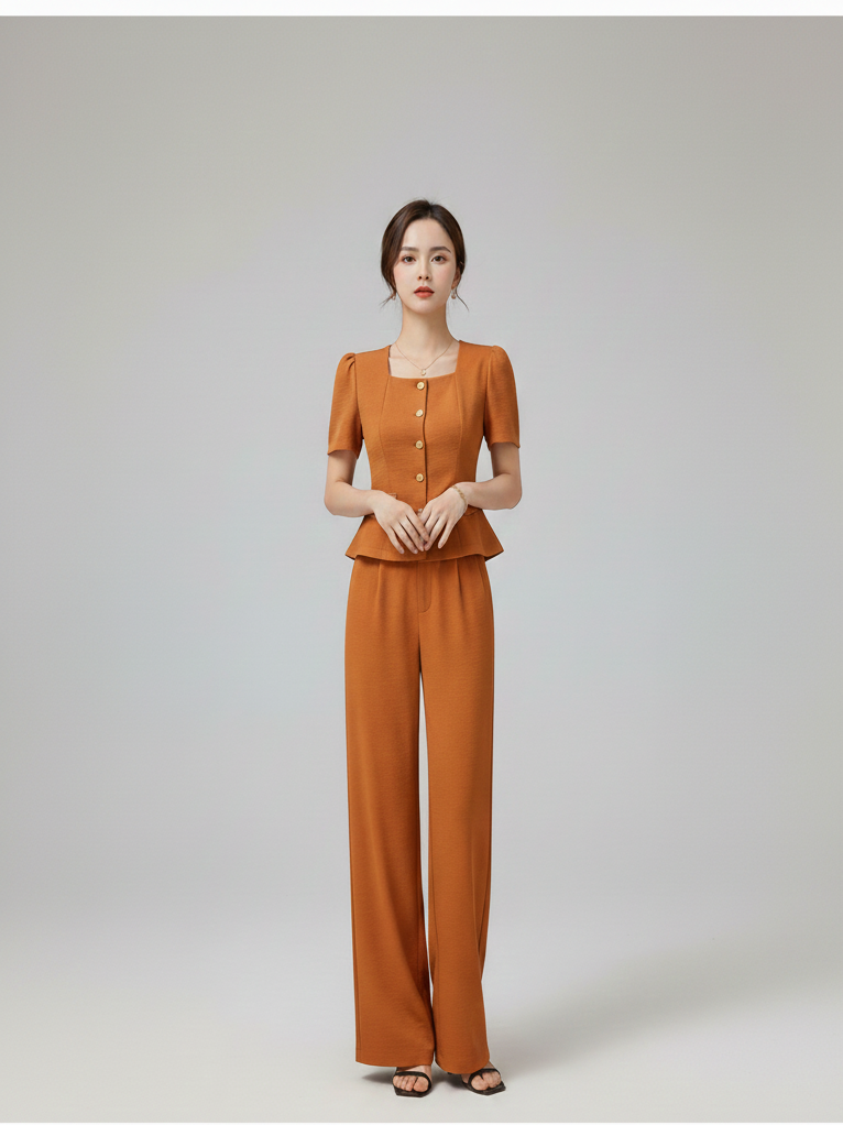 Amber Rust Breeze Peplum Co-ord Set
