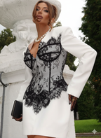 White corset lace blazer dress