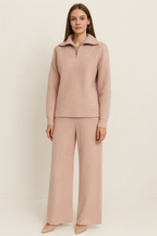 Zip Collar Knitwear Set