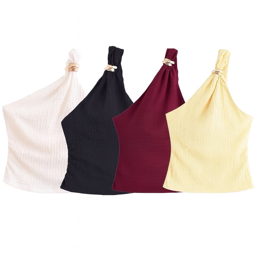 Textured knot-top tube crop.