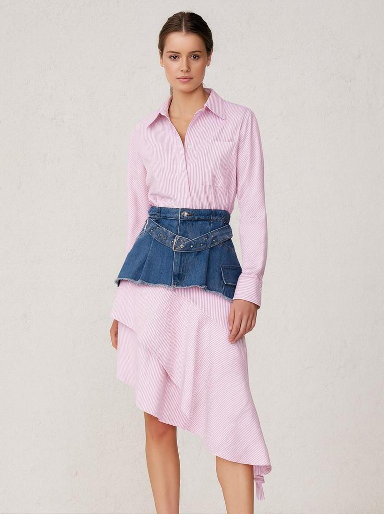 Urban Stripe Denim Fusion Dress