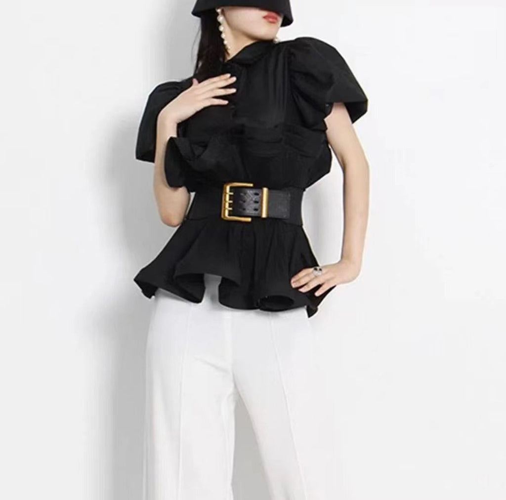 Sculpted Waist ruffle Blouse